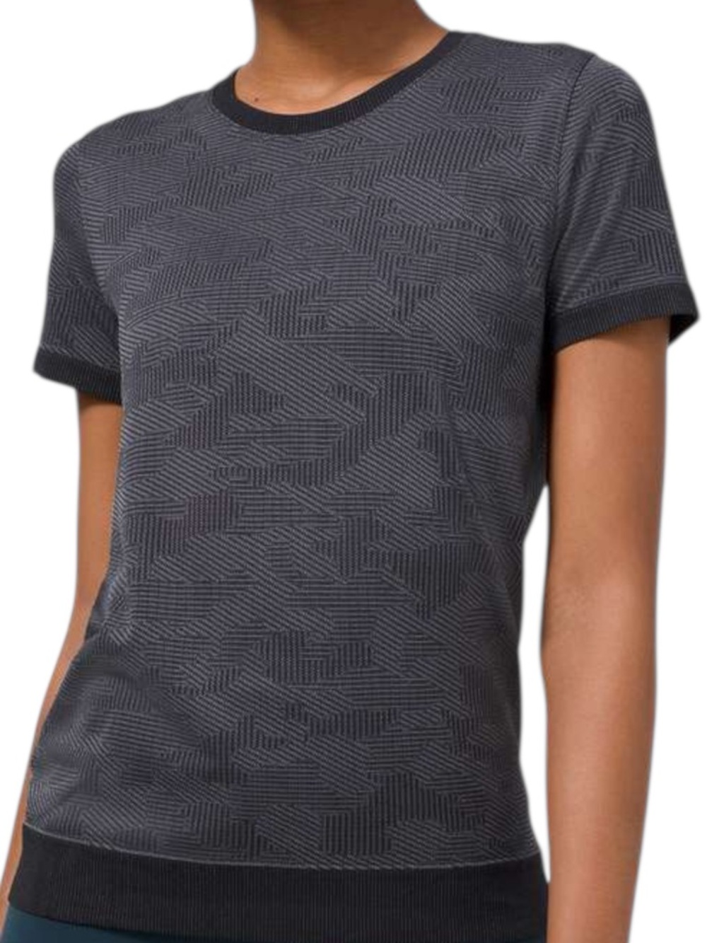 Lululemon Swiftly Breathe Short Sleeve Camo Size 10 Black Asphalt Grey